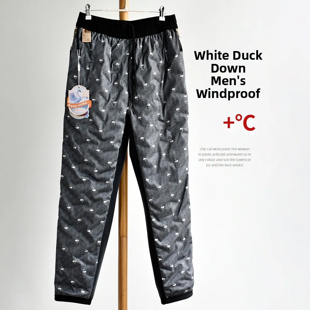 

Мужские ветрозащитные пуховые брюки Thiened, теплые прямые повседневные спортивные штаны Du down, зимняя одежда, удобные прямые...