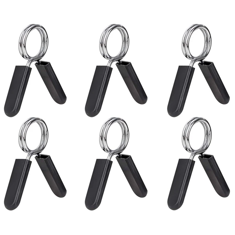 6 Pack 1 Inch (25 Mm) Barbell Clip Clamps-Dumbbell Spring Collars For Standard Weight Bar,Working Out,Strength Training