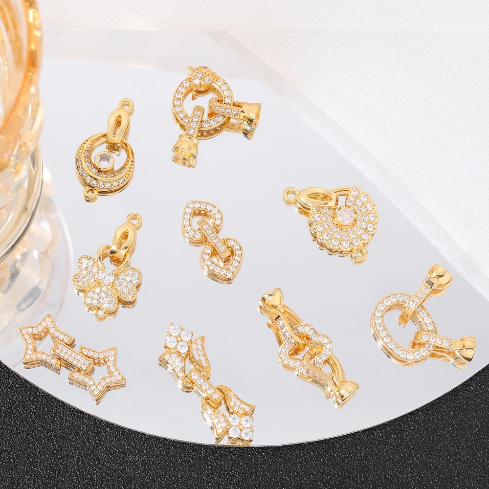 Juya 18 Karat vergoldete dekorative Befestigungs elemente Verbindungs schlösser Perlen Verschlüsse Zubehör für DIY Handarbeit Perlen Schmuck herstellung – Detail 5