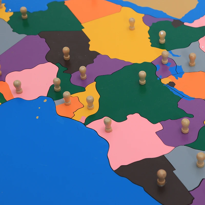 لغز الخريطة الخشبية لأفريقيا مونتيسوري التعلم المبكر أداة تعليمية مواد الجغرافيا الثقافية للأطفال وسائل تعليمية