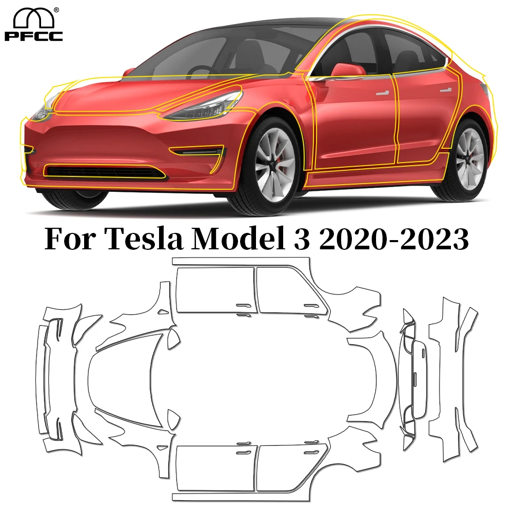 

For Tesla Model 3 2020-2023 TPU Paint Protection Film Pre-cut PPF Anti-Scratch Car Body Clear Bra Resistant Invisible Repairable
