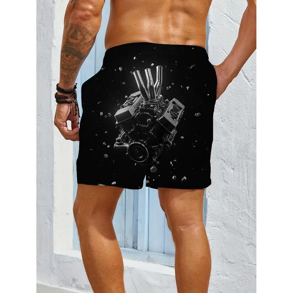 1pcs Men's Short swim trunks2026 Summer 3D Printed Short sleeve baggy sweatpants Breathable running Quick drying Polyester