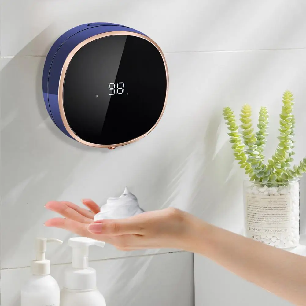 

Настенный дозатор мыла Бесконтактный перезаряжаемый дозатор мыла с дисплеем температуры для декора ванной комнаты и кухни