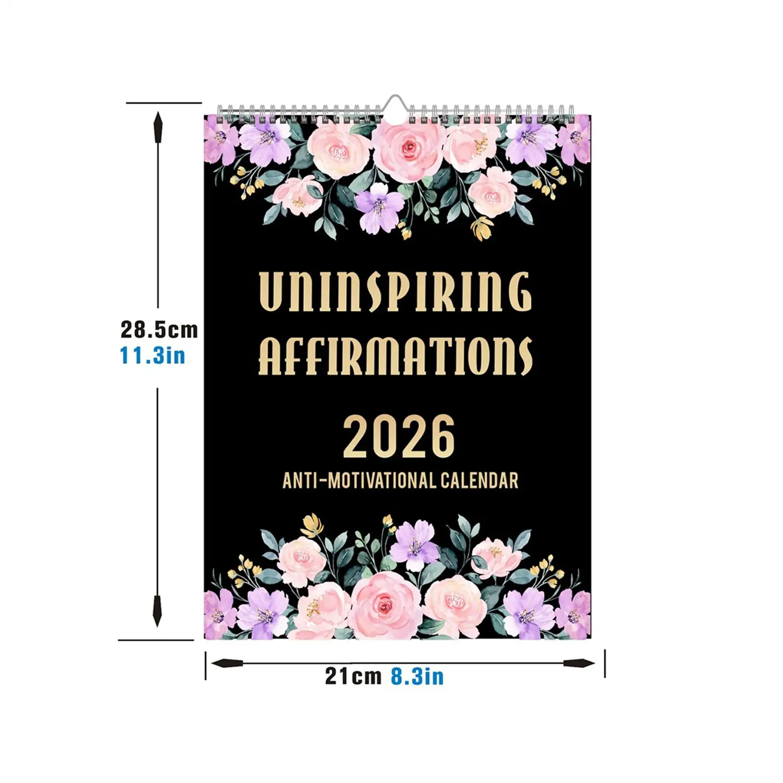 2026 나선형 달력 월간 달력 플래너 2026 녹조 동기 부여 인용문이 포함된 재미있는 개인 시간 관리 플래너