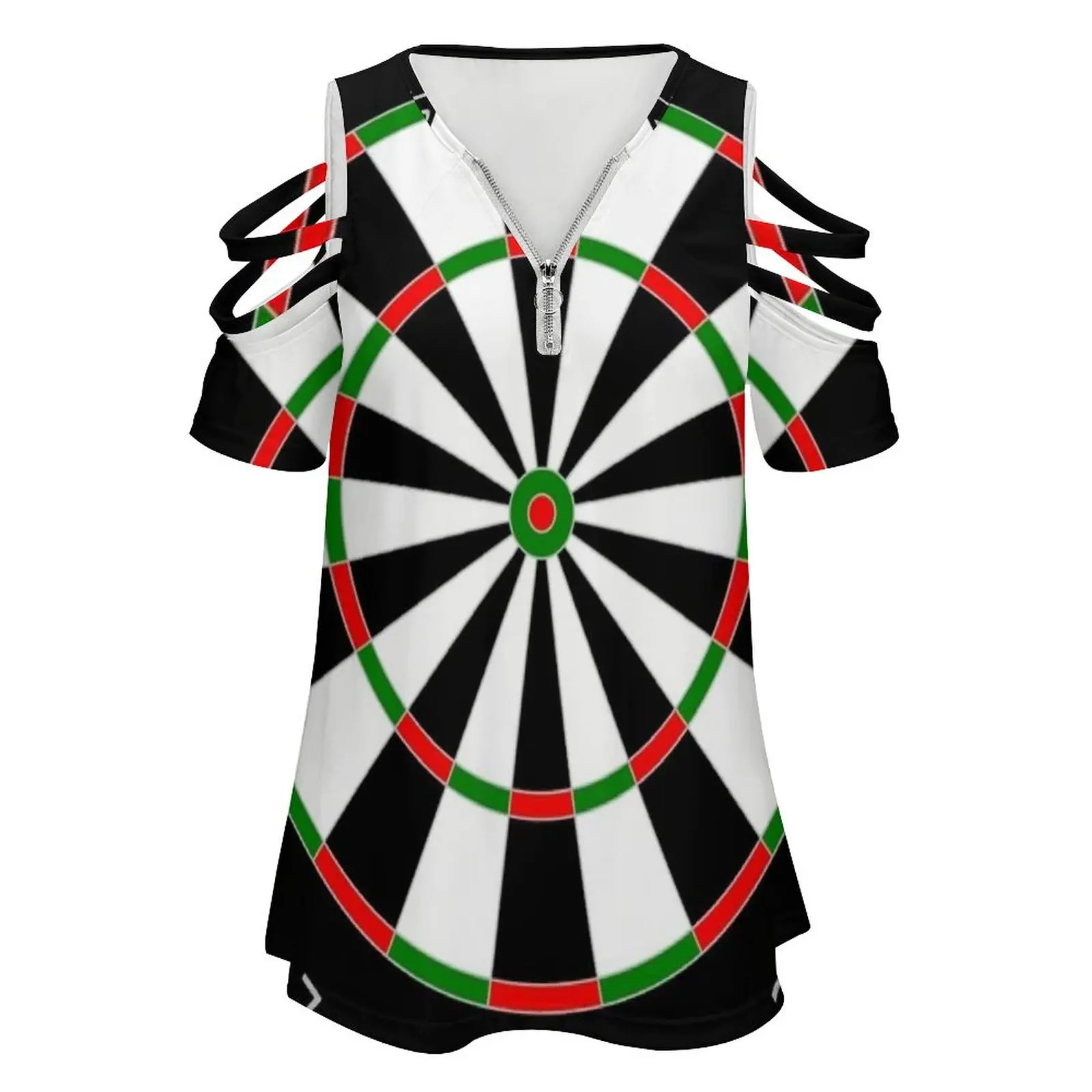 Dart Board For Darts Players Gift Idea Women'S T-Shirt New Fashion Printed Zipper V-Neck Short Sleeve T Shirts Casual Plus Size