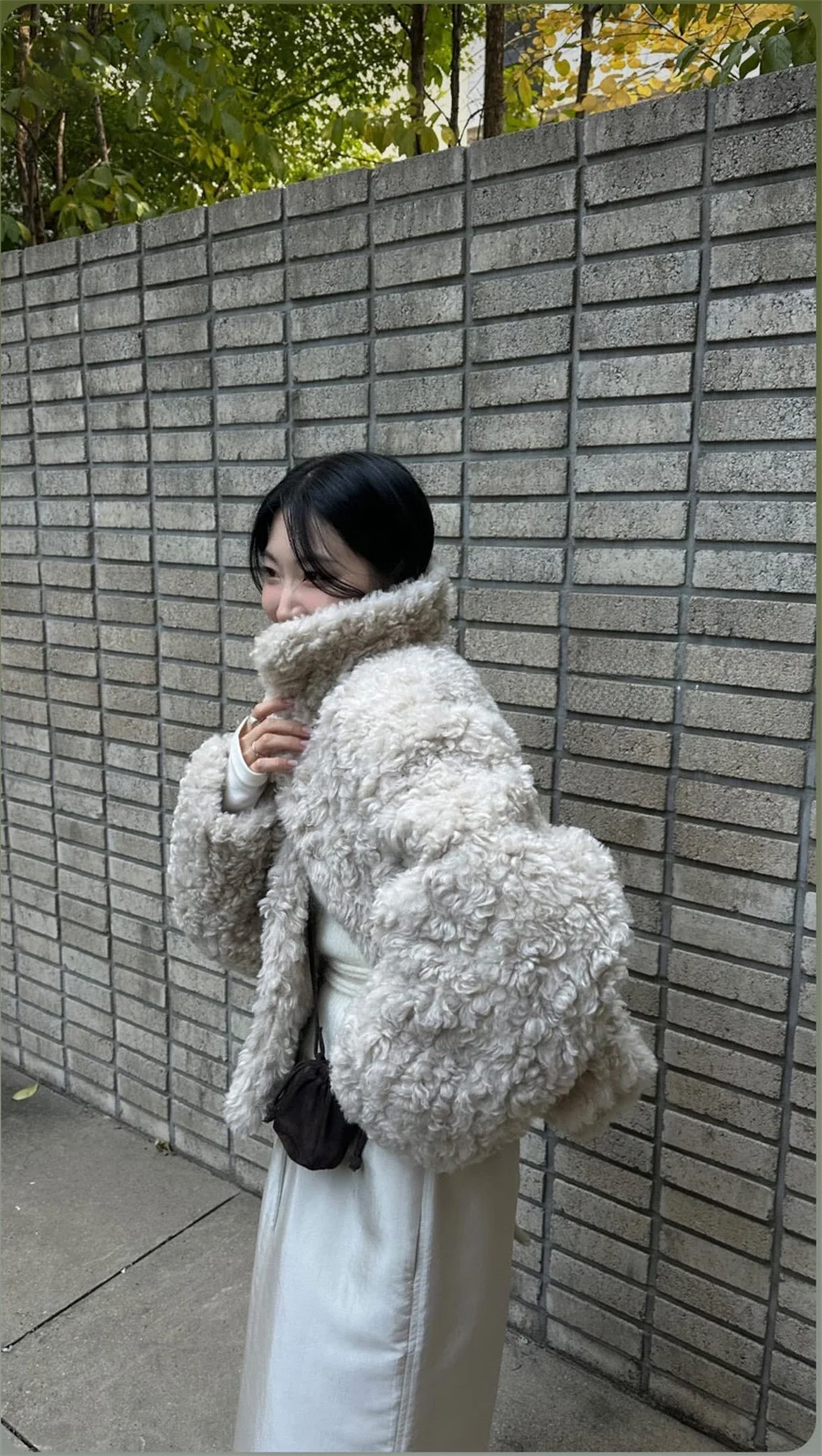 PREON ort Collar Furry Jaet Premium Quali Herbst Winter Damen Faion Loose Fit Polyesterfaser Oberbekleidung