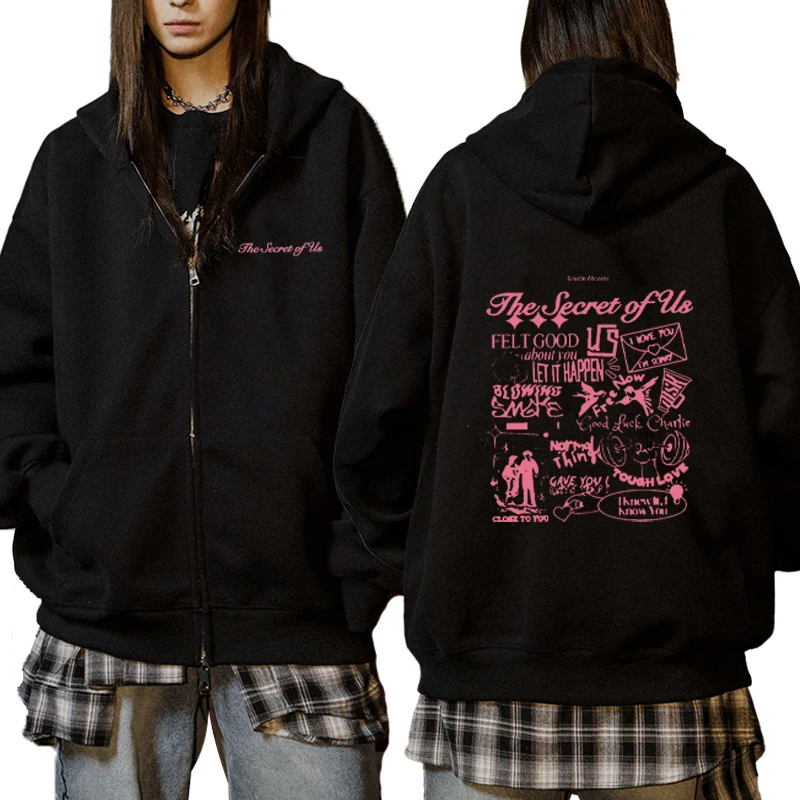 

Gracie Abrams The Secret of Us Double Sided Printed Zipper Hoodie Men women Fashion Oversized Coat Autumn Winter Casual Jacket