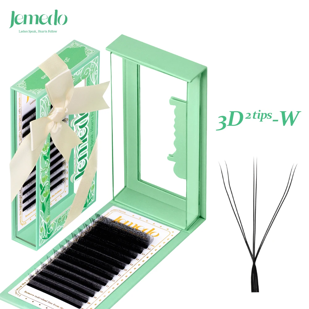Eyelash Extension Double Volume - JEMEDO 6D まつげエクステンションダブルチップ 3D W 字型つけまつげナチュラル既成ボリュームまつげエクステンション