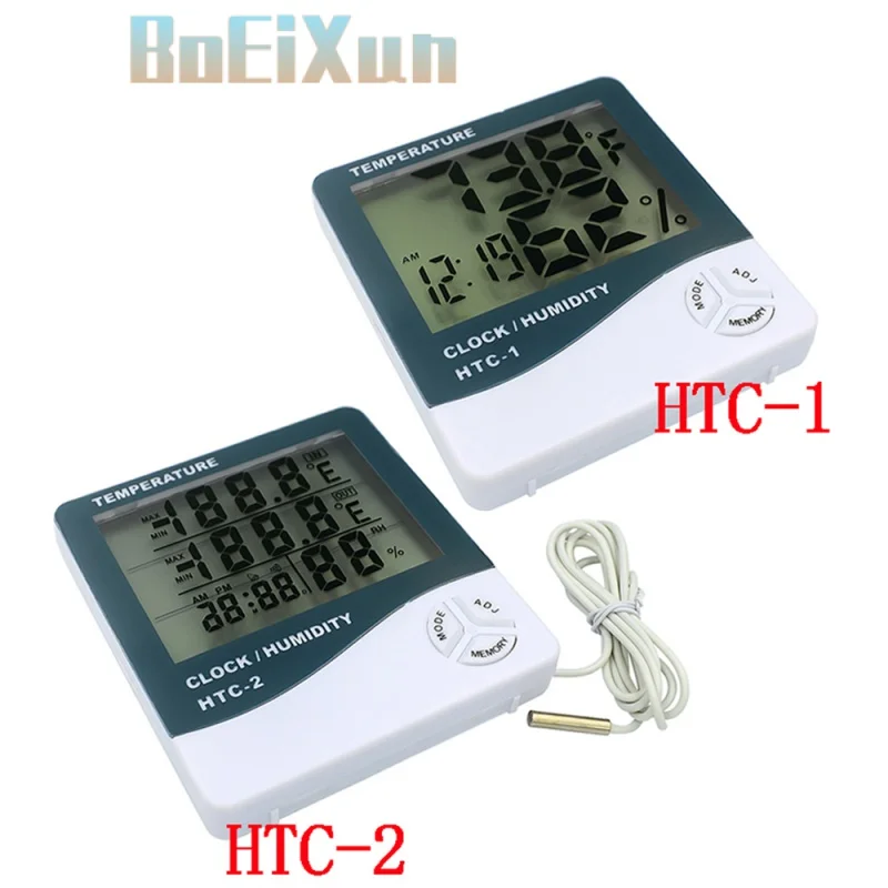 

LCD Digital Thermometer Hygrometer Weather Station HTC-1 HTC-2 Temperature Humidity Tester Clock Alarm Wall Sensor Probe LCD