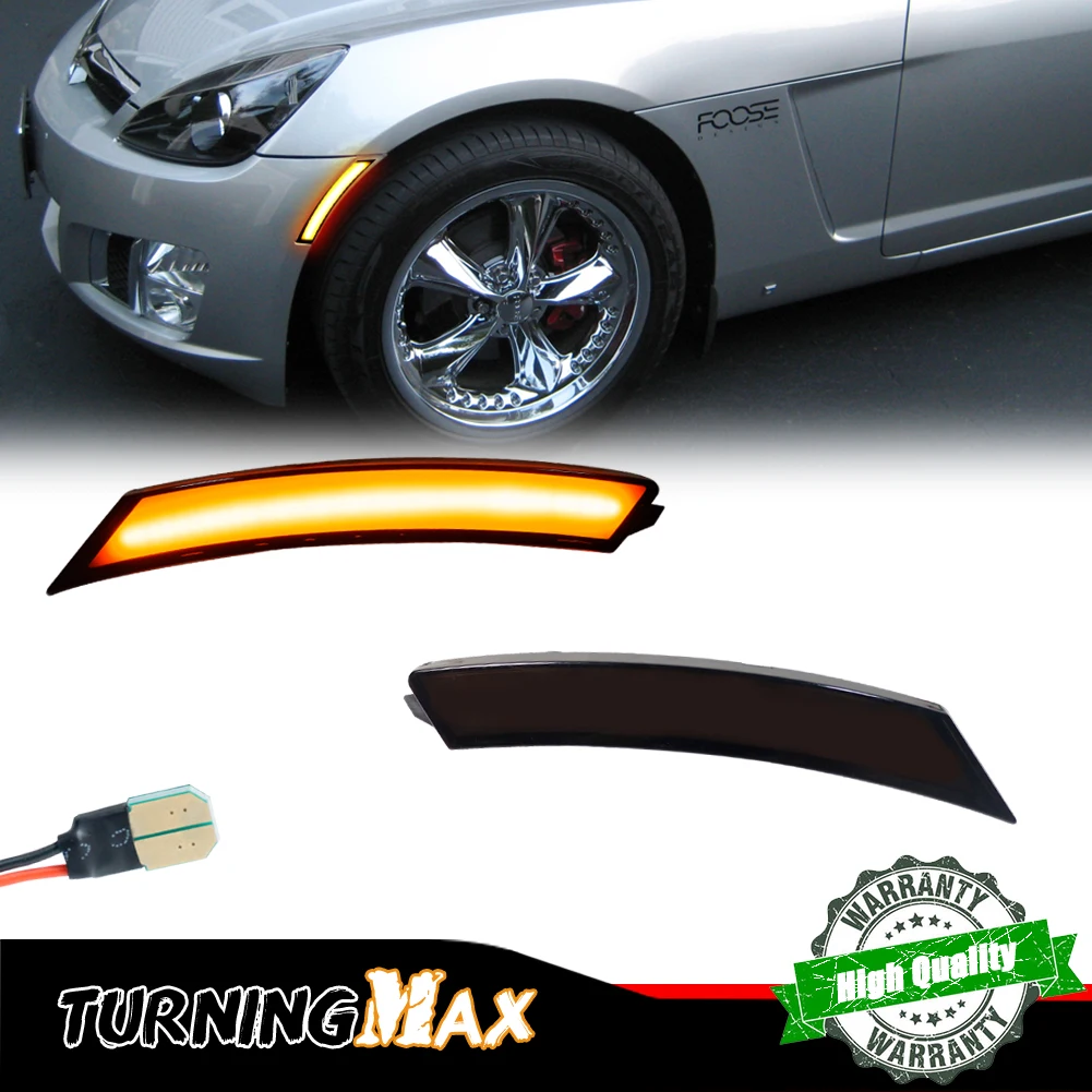 Lente ahumada ámbar Full LED luces de posición laterales delanteras luces de arcos de rueda para Pontiac Solstice 2006-2010 y cielo Saturn 2007-2010