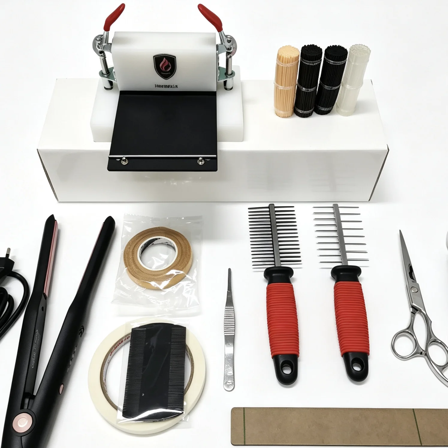 Mini Keratin Flat Plate Hair Extension Manufacturing Kit K-Tip DIY Machine Italy Keratin Bonding Press Tool Kit