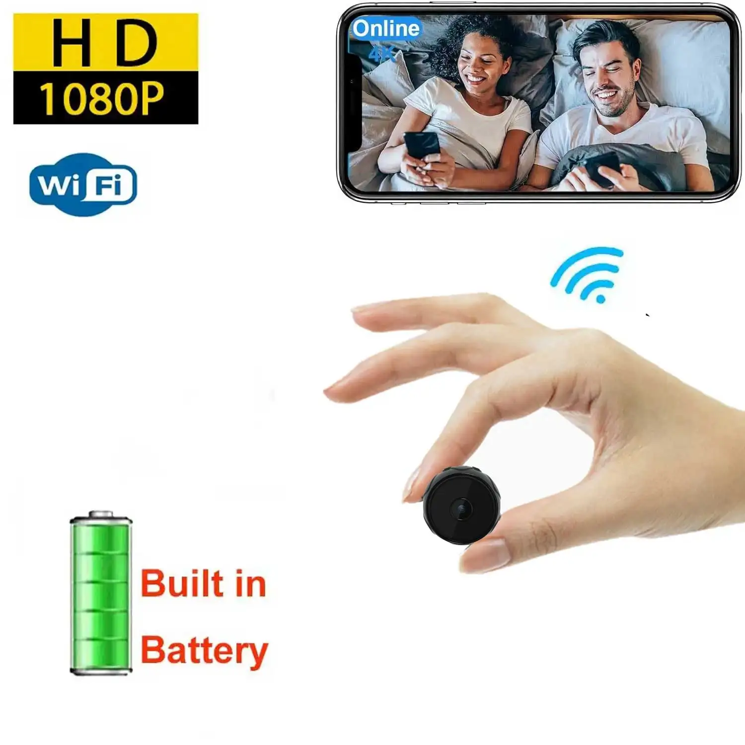 

Wifi Mini Camera 1080p Video Recorder With Micro Body Cam Wireless Monitor Sensor Smart Home Security Support Hidden TF Card