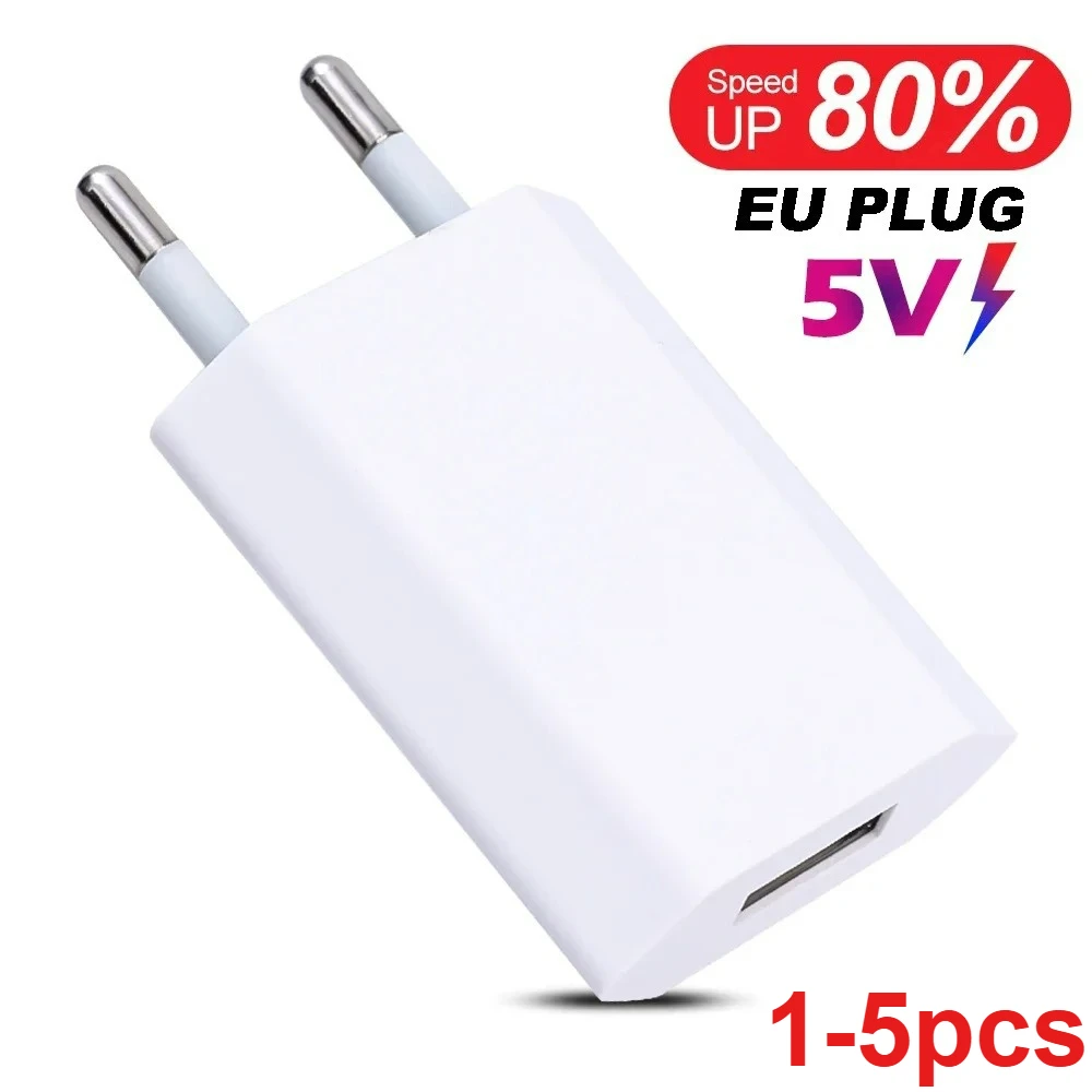 5V 1A EU Plug 1-5Pcs Mini Universal USB Wall Phone Charger For iPhone Samsung Xiaomi Huawei USB Charger Power Adapter For Phone