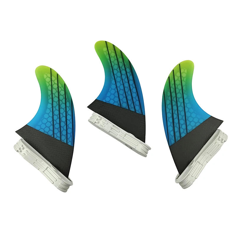 M/L Tri Fins UPSURF FCS2 Surfboard Fins Honeycomb Carbon Fiberglass Surf Fins Double Tabs2 Surfing Thruster For Fish,Funboard,