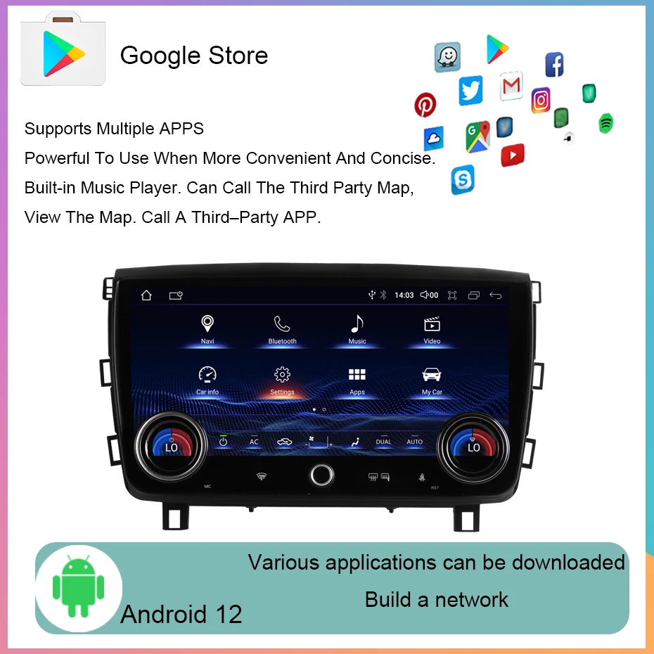 12 INCH Android 12 Car Radio For Toyota Crown Majesta S180 2003 - 2011 GPS Navi Car Multimedia Player Stereo Autoradio Screen