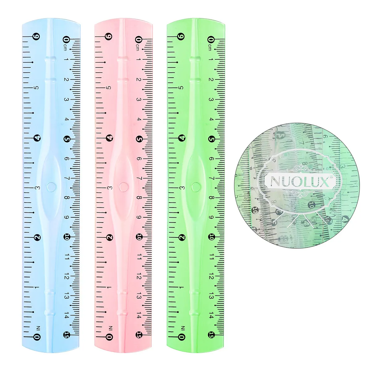 12Pcs PVC School Rulers Plastic Transparent Measuring Ruler 15Cm Fade Resistant Scale Bright Learning Tool Office