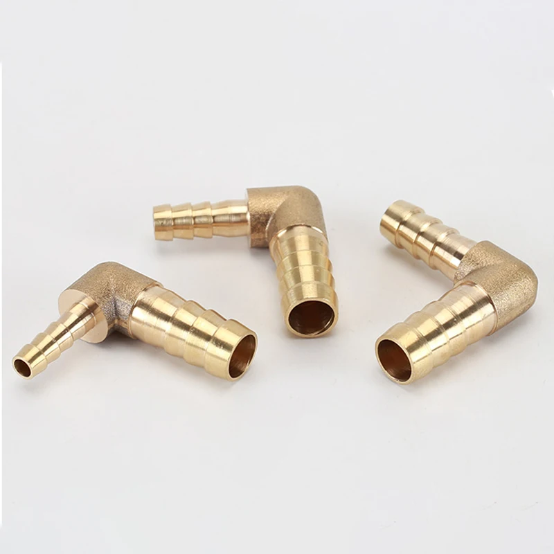 1pcs OD 4 6 8 10 12 14 16 19mm Hose Barb Connector Brass L-shape 2 Way Barbed Pipe Fitting Reducer/Equals Connector Pagoda Joint