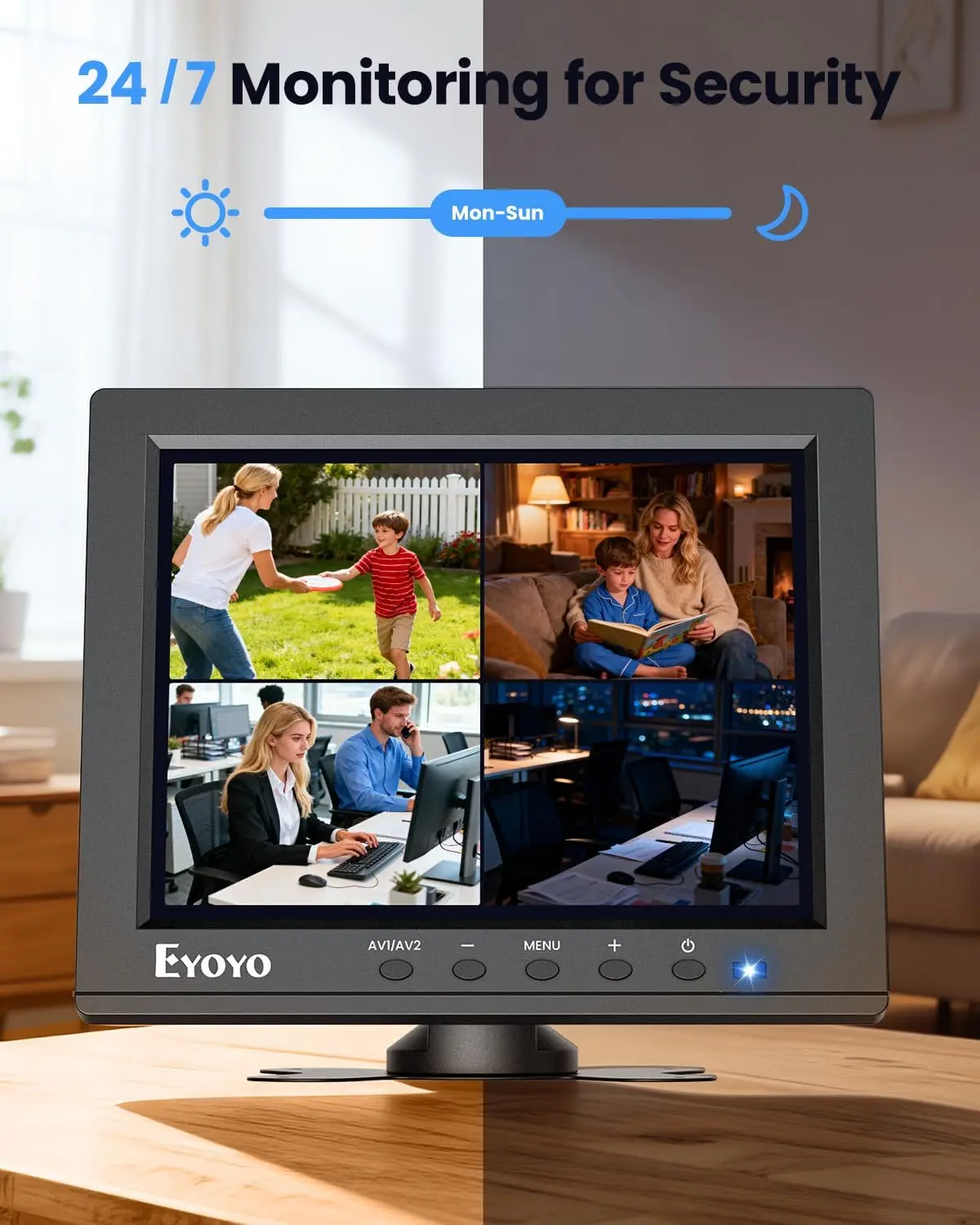 Eyoyo 8 Inches Security Camera Monitor, 1024×768 4:3 Mini LCD Screen CCTV Monitors Display with HDMI VGA BNC AV USB Port, Small Video Monitor for PC, NVR, Raspbery Pi, RV & Kitchen, Built-in Speakers