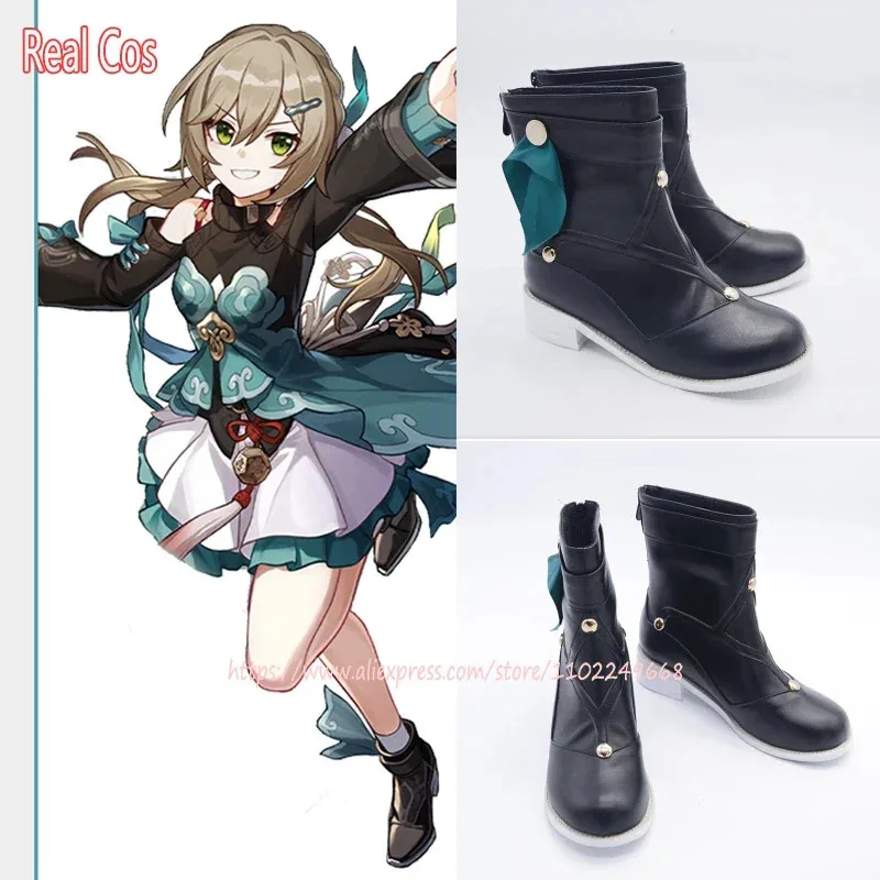 

RealCos Honkai: Star Rail Qing Que Role Play Shoes Women High Heels Boots Halloween PU Character Shoes