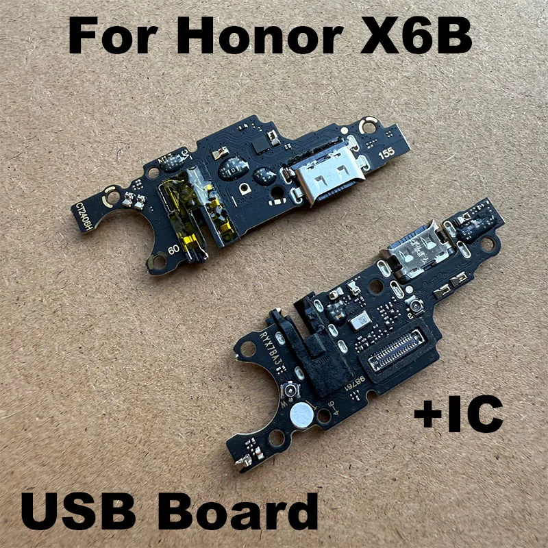 Puerto de carga USB para Huawei Honor X6b, con micrófono IC, placa de conector rápido, piezas de Cable flexible de repuesto