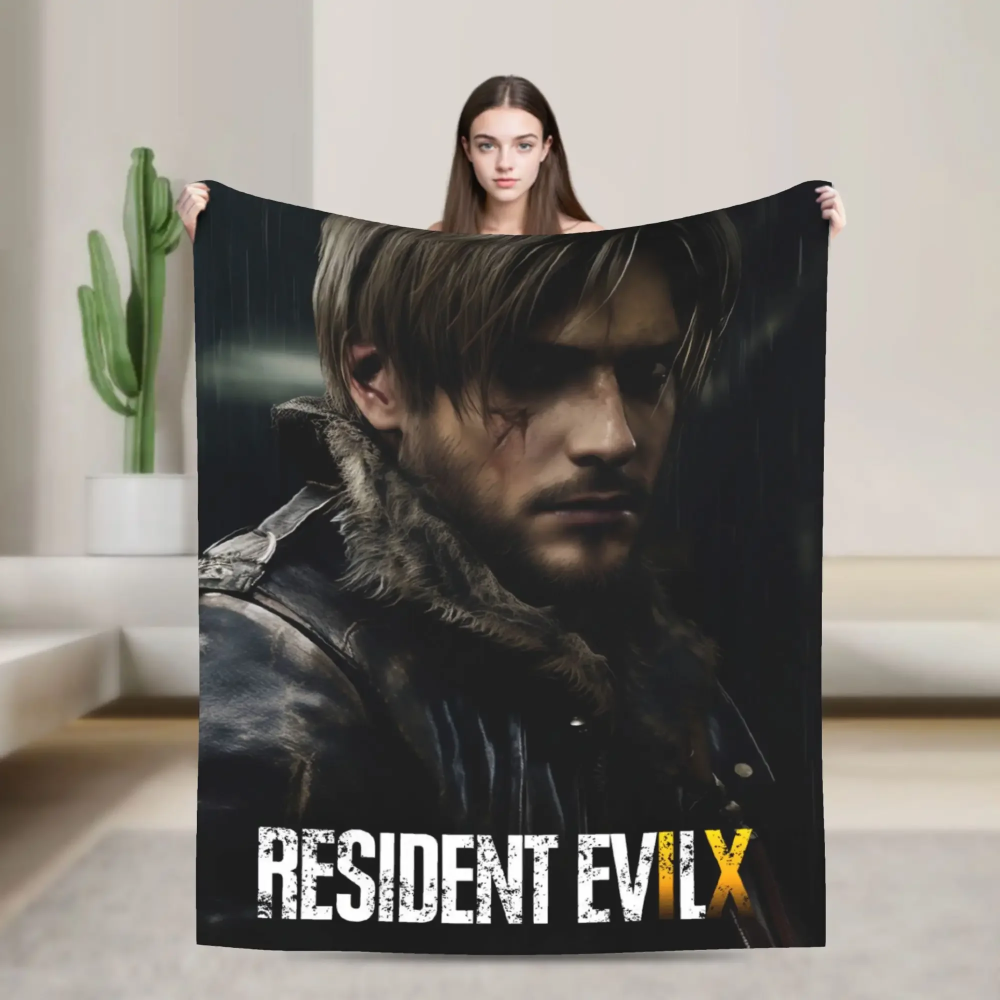 

Теплое мягкое фланелевое одеяло-плед для детей: мальчиков и девочек, с дизайном Леона Кеннеди из Resident Evil, для путешествий на самолете, забавное покрывало для дивана и кровати