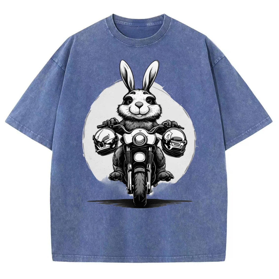 Summer 2024 Women's Short Sleeve Cartoon Animal Print Oversized Washed Denim Unisex T-Shirt Vintage Harajuku Style Funny Outfit