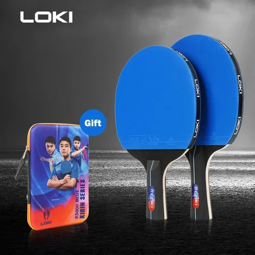 Juego de raquetas de tenis de mesa LOKI K5000, 1 ud./2 uds., raquetas de Ping Pong para entretenimiento en el hogar con goma de Ping Pong de Color azul