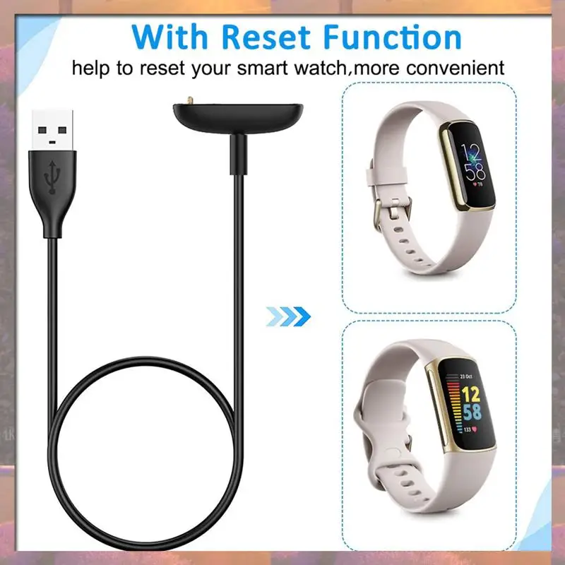 أفضل بيع لـ Fitbit Charge 5/Luxe USB كابل شاحن مغناطيسي لاسلكي جهاز شحن محول محمول ملحقات الساعات الذكية