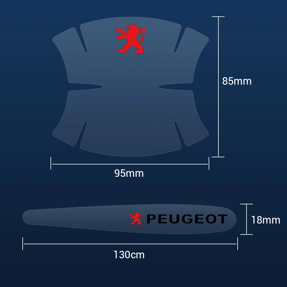 4/8 шт. защитные наклейки на дверную ручку автомобиля, авто эмблема, пленка против царапин для Peugeot 3008 5008 208 407 406 206 2008 508 306