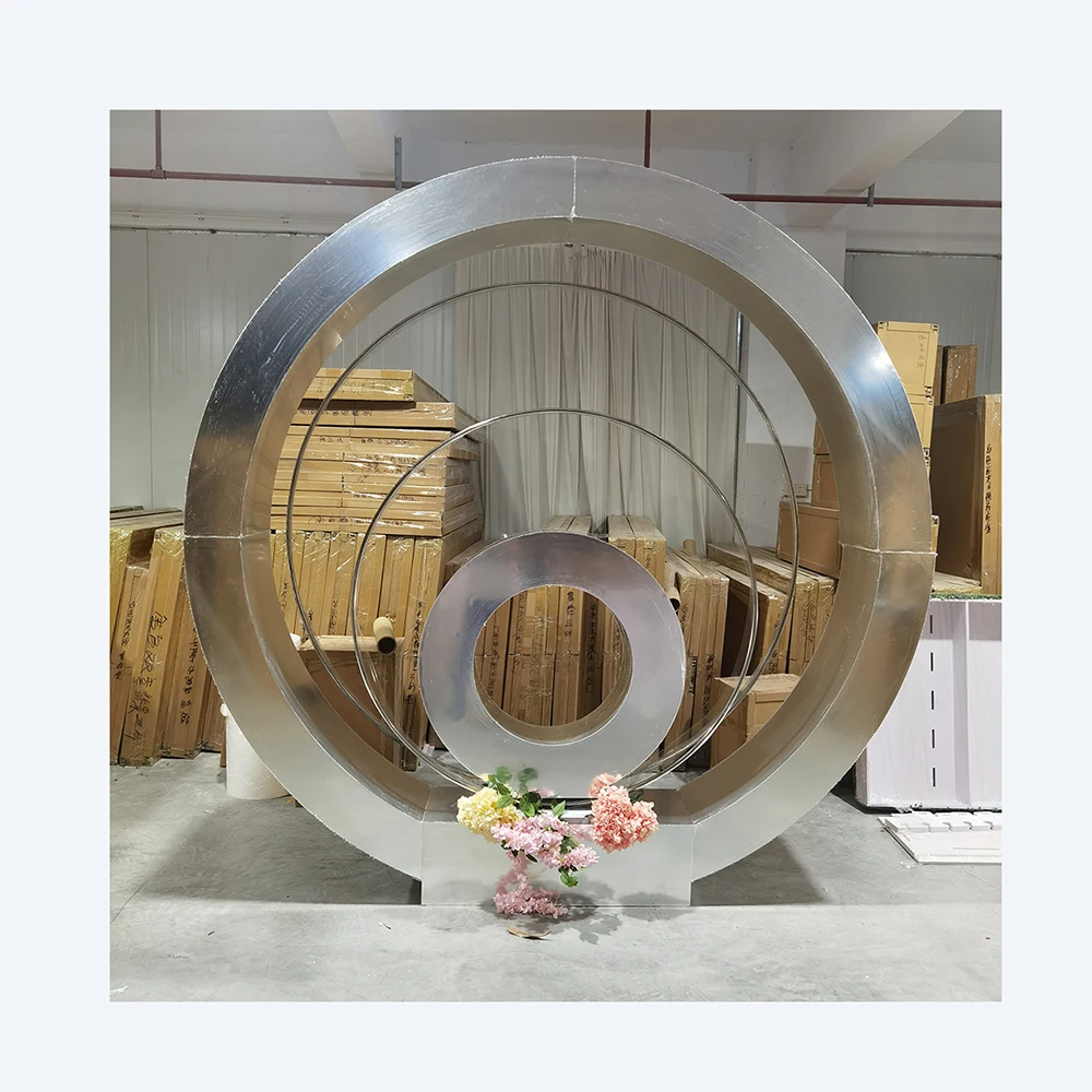 

Fashion Silver Round Circle Show Backdrops Design For wedding Decoration