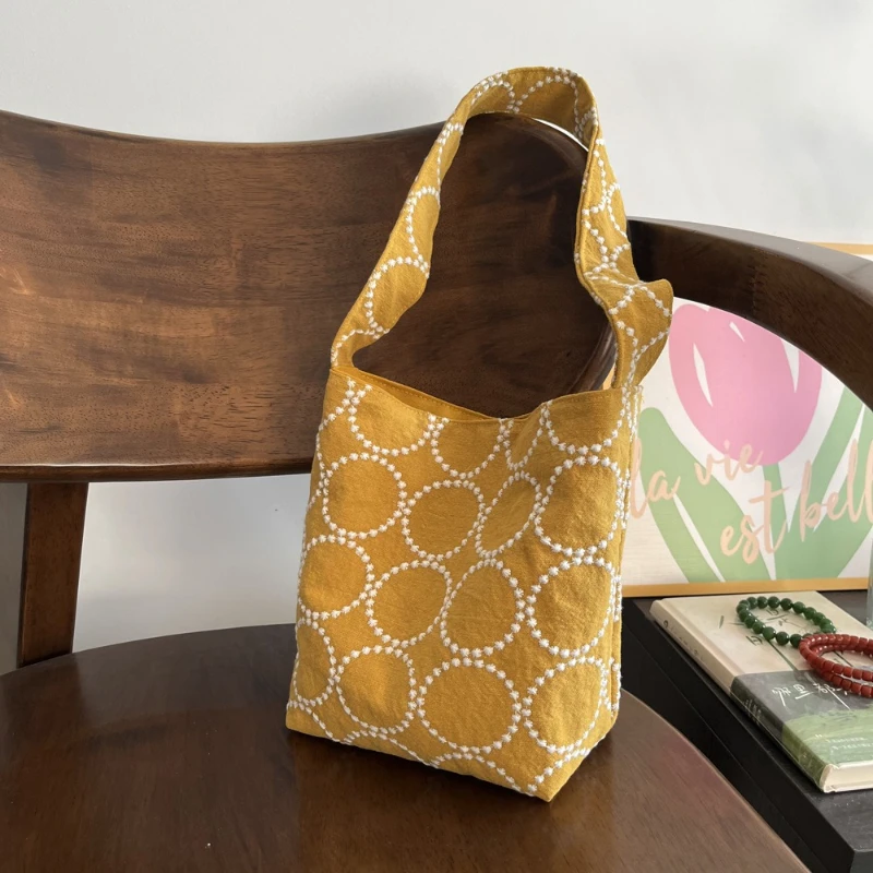 

Fashion Bright Color Heavy Embroidery Fabric Women's Shoulder Bags Large Capacity Female Handbag Versatile Ladies Underarm Bags