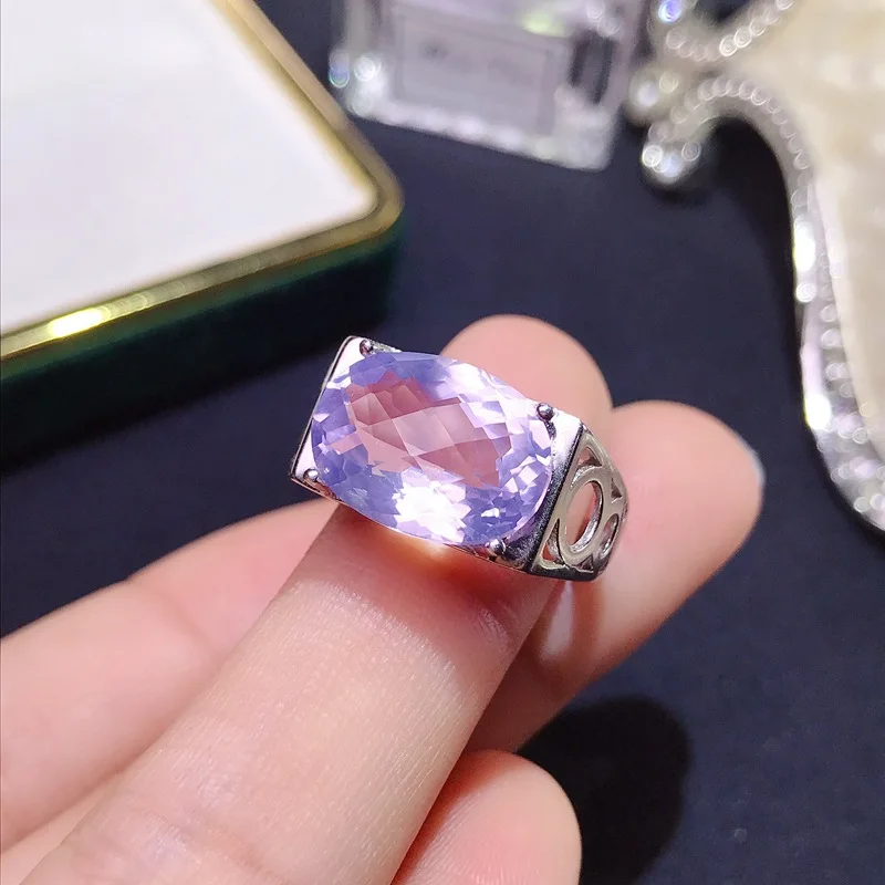 SACE GEMS Resizable Lavender Kunzite Luxury Ring for Man 925 Sterling Silver Wedding Engagement Fine Jewelry Gift Wholesale