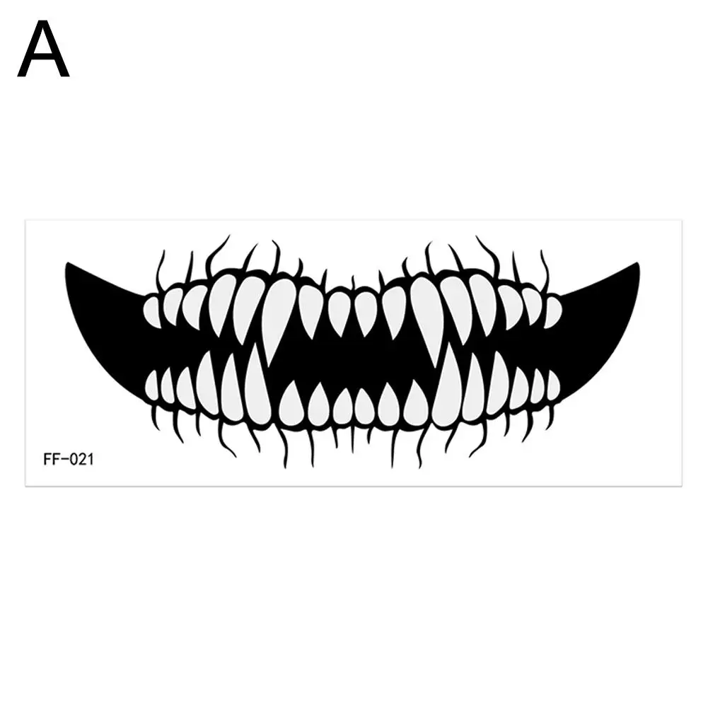 وشم رعب هالويون المؤقت للرجال والنساء ، الوجه ، الفم ، مضحك ، ديي ، حفلة ، مخيف ، مقاوم للماء ، جديد ، n1o3