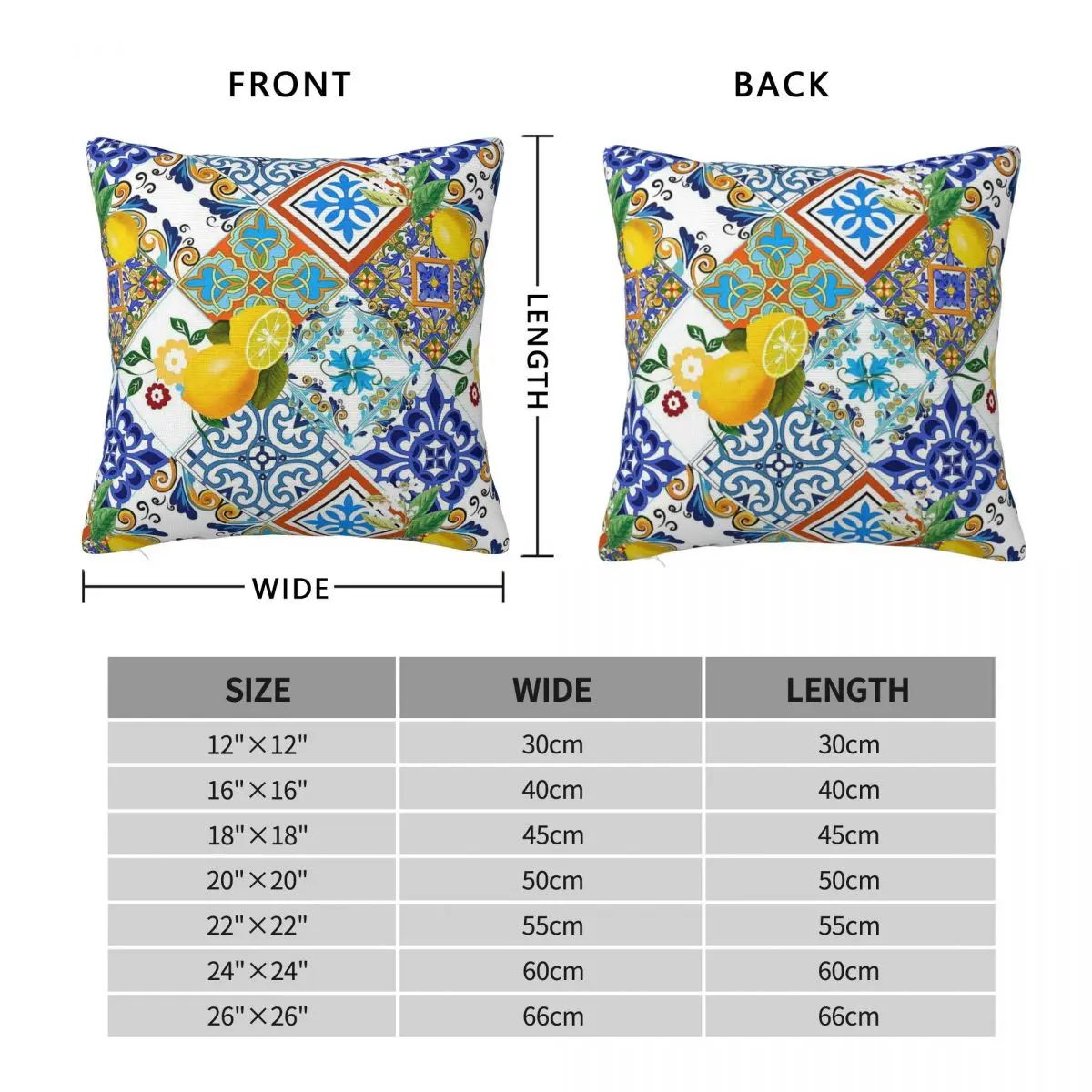 Tiles Mosaic Azulejo Portuguese Lemons Square Pillowcase Polyester Linen Velvet Creative Zip Decorative Car Cushion Cover