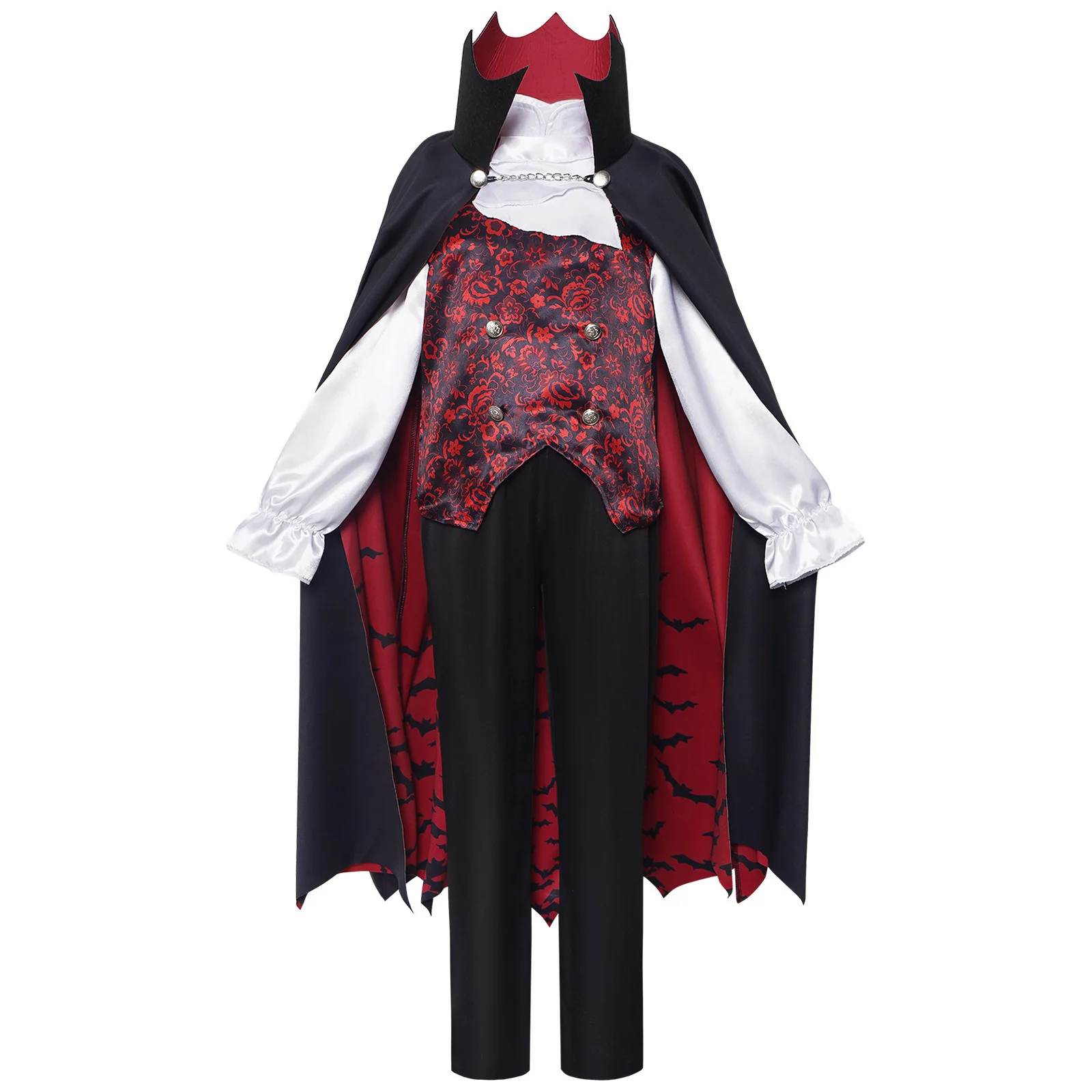 

Kids Vampire Costume Medieval Children Boys Cosplay Cloak Cape Roleplay Fancy Dress Up for Party
