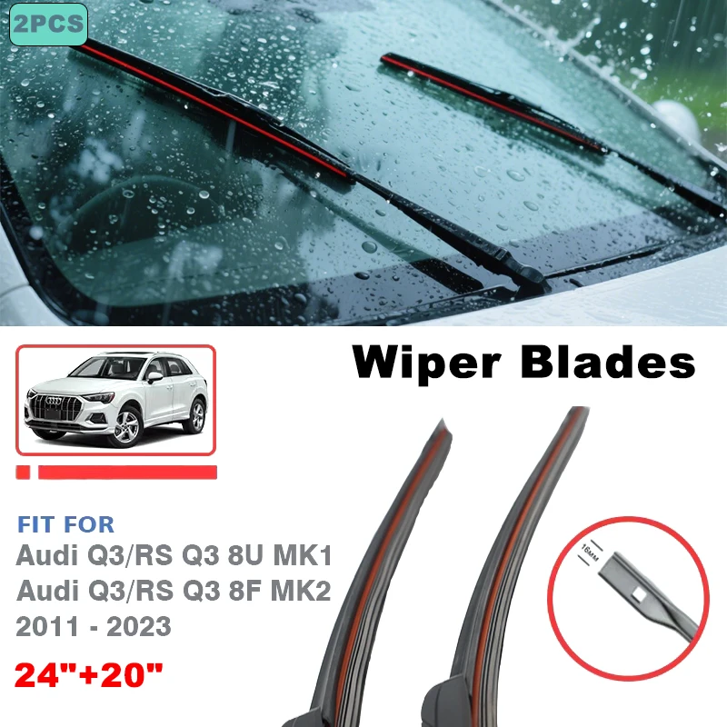 

Car Front Wiper Blades 24"+20" For Audi Q3 8U 8F MK1 MK2 RS Q3 SQ3 2011-2023 Windshield Windscreen Window Accessories S Line
