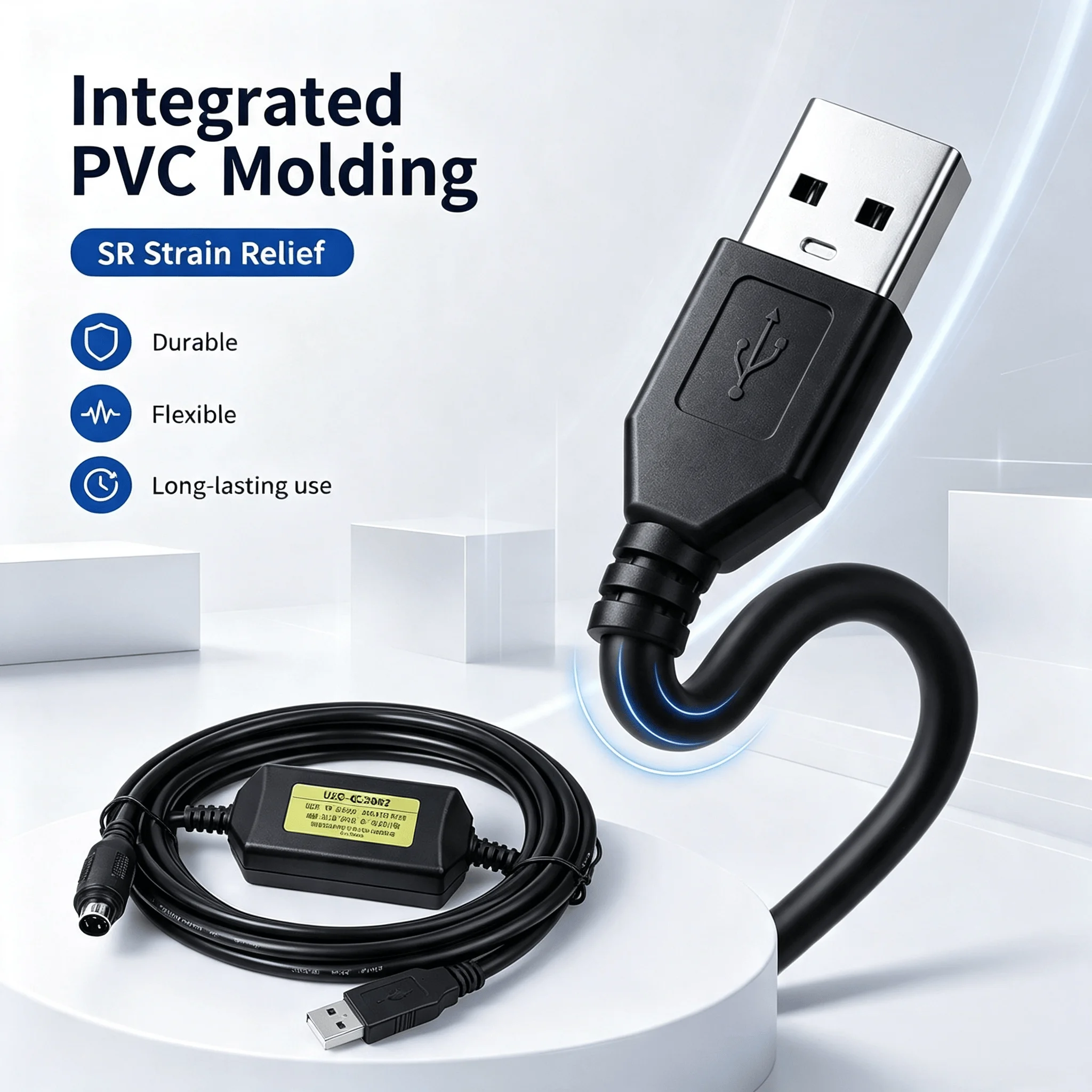 USB-QC30R2 Programming Cable for Mitsubishi Q01 Q02 Q03 Q06 PLC GT1030 HMI, USB to MD6 3M Enhanced Communication Cable