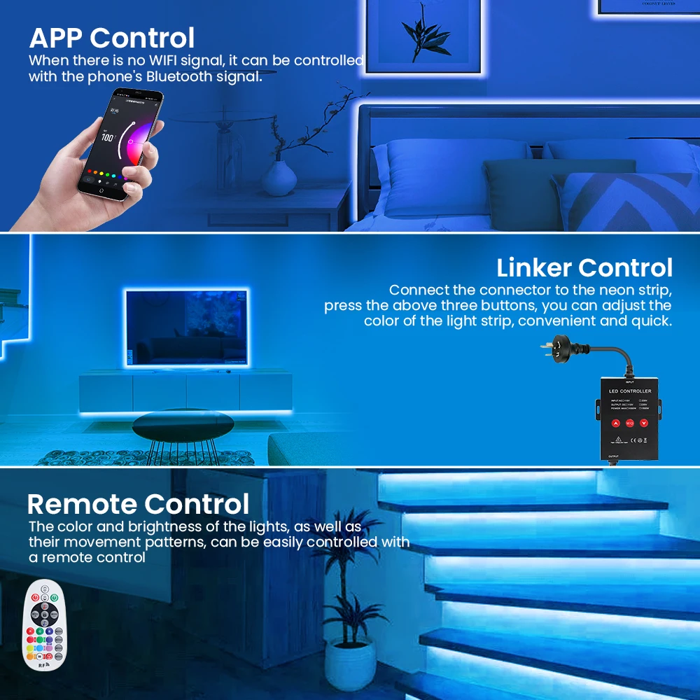 TUYA Neon LED Strip Lights AC 110V 220V Silicone Neon Rope Light with Music Sync Strip Tape for Room Work With Alexa Google