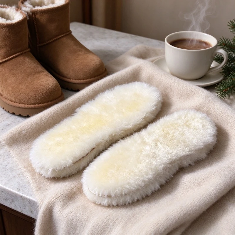 Winter Fleece Thermal Insoles for Men Women, Thick Cold-Proof Inserts for Snow Boots