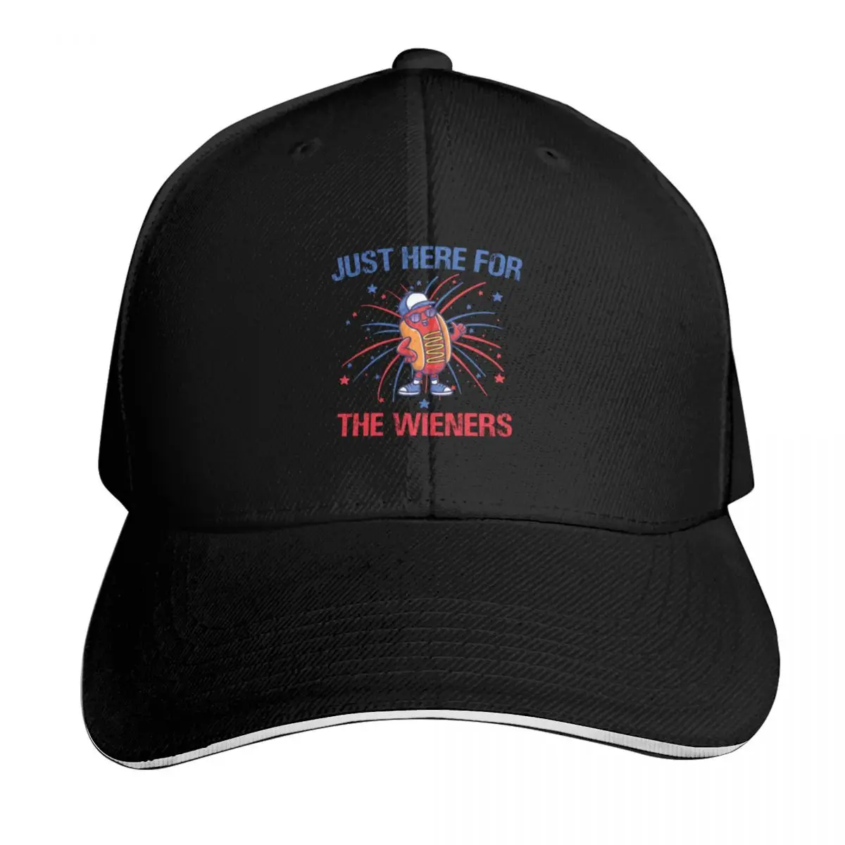 I'm Just Here For The Wieners Baseball Cap Cotton Twill Breathable Contrast Two Tone Brim Snapback Flat Bill