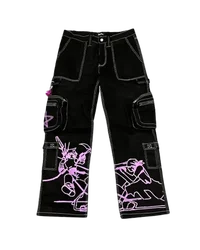 Cargo hose Frauen y2k Baggy Jeans Männer neue Hip Hop Punk Slouchy Jeans Gothic Anime Print hoch taillierte Jeans Streetwear heiß