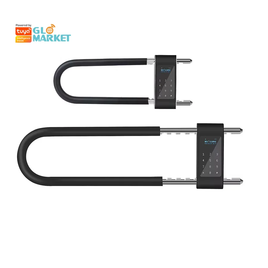 

Glomarket Automatic Smart Tuya Fingerprint Lock Warehouse Electronic Hook Padlock Usb Charge U Shape Bike Lock