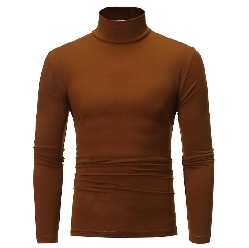 Men's High Collar Sweatshirt Pullover Casual Solid Color Sweaters Long Sleeve Warm Knitted Turtleneck Outerwear