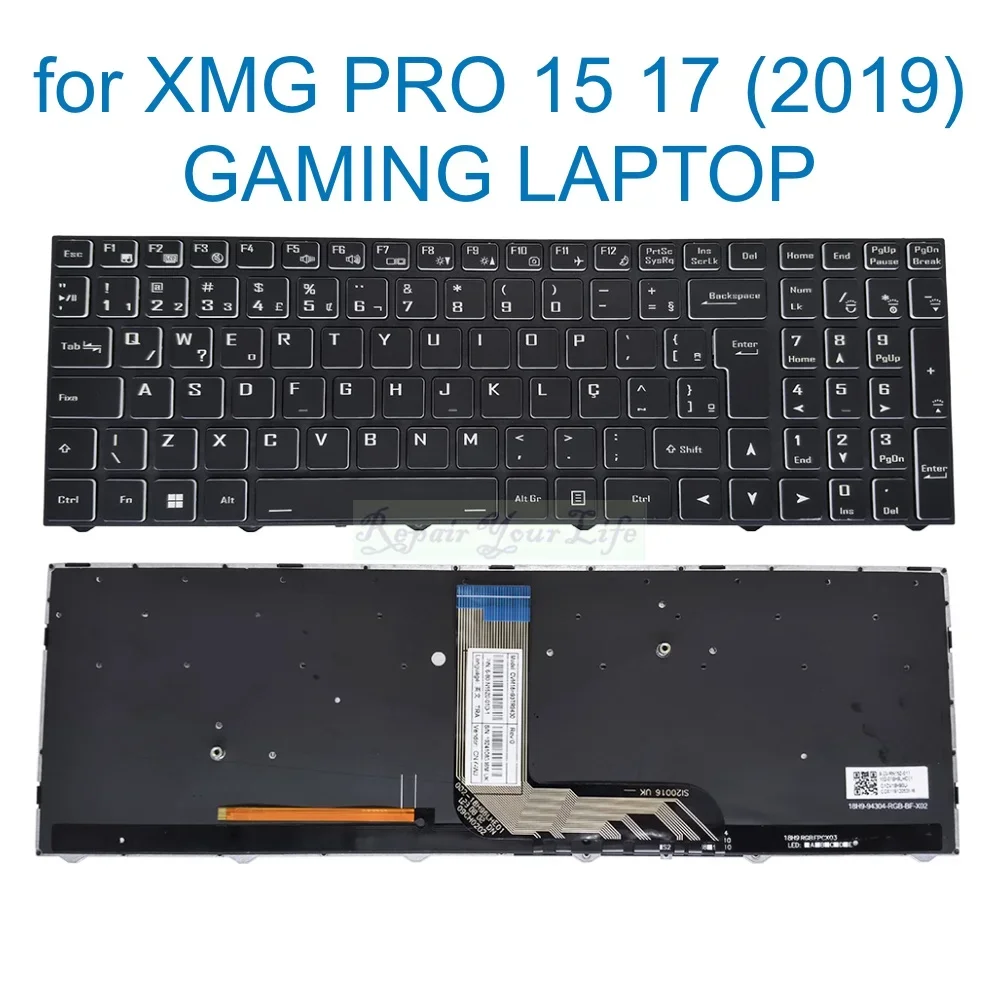 Teclado retroiluminado para portátil Schenker XMG PRO 15 17 2019 E23 PD50SND-G E21 PB71RD, italiano PT-BR Brasil francés AZERTY alemán