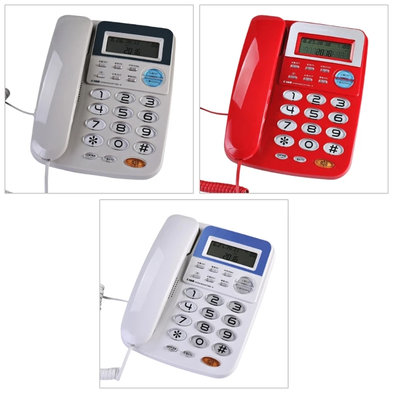 C168 Office Telephone Hotel Fixed Line Phone No Need Battery Double Interfaces C1FD