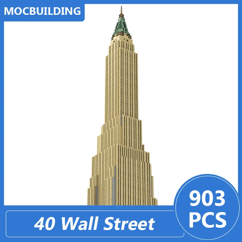 40 Wall Street 1:800 Scale Skyscraper Bank of Manhattan Trust Building Moc Blocks Diy Assemble Bricks Architecture Toys 903PCS