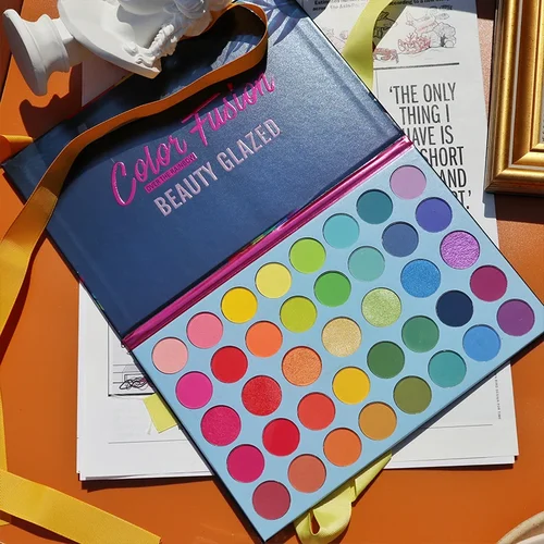 Imagen 2 del producto BEAUTY GLAZED Paleta de sombras de ojos de arcoíris de 39 colores, paleta de sombras de ojos con brillo de neón de larga duración, cosméticos de maquillaje de ojos