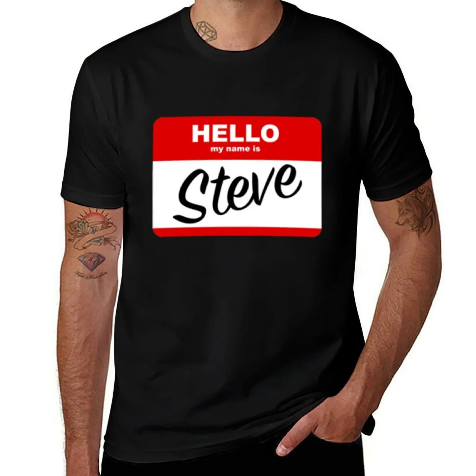 Hello Steve T-Shirt man t shirt summer clothes blanks oversized t shirt funny t shirts men