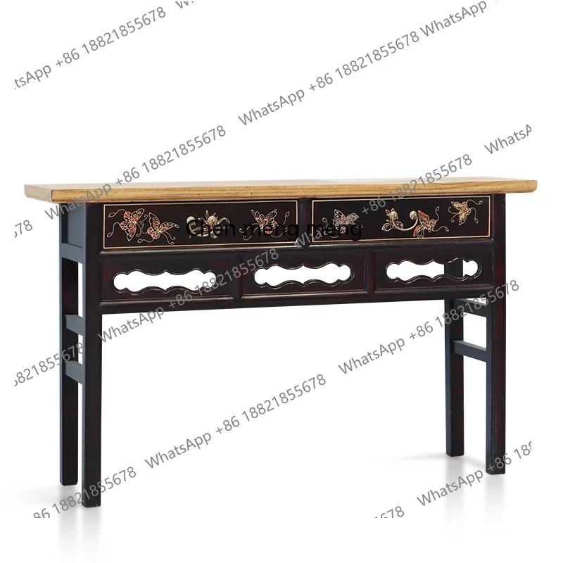 New Chinese-style foyer, strip case carving, hand-painted storage porch, warped head table, classical end-view cabinet
