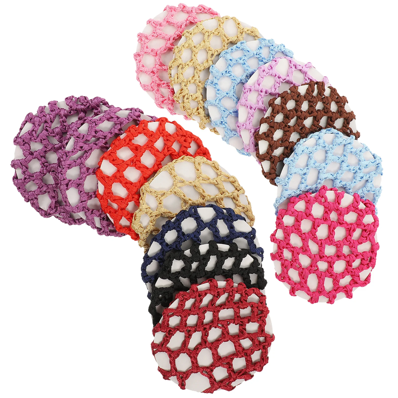 

14pcs Invisible Hairnet Crocheted Bun Cover For Dancer Flight Attendant Women Elastic Mesh Net Hair Bun Cover Snood